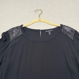 Ellen Tracy Black Sequin Shoulder Dress